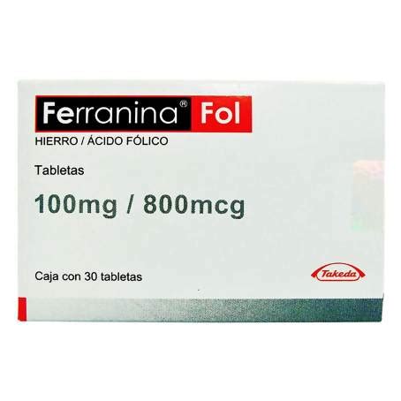 Ferranina Fol 100mg/800mcg, 30 Tabletas. .